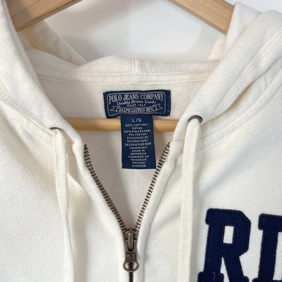 Polo Jeans Company Full Zip Ivory Hoodie Women's Size L - Picture 2 of 7